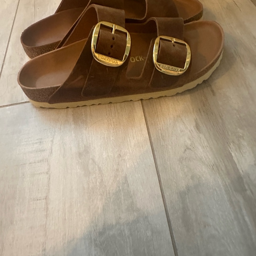 Birkenstock Cognac Leather Sandals - Picture 2 of 4